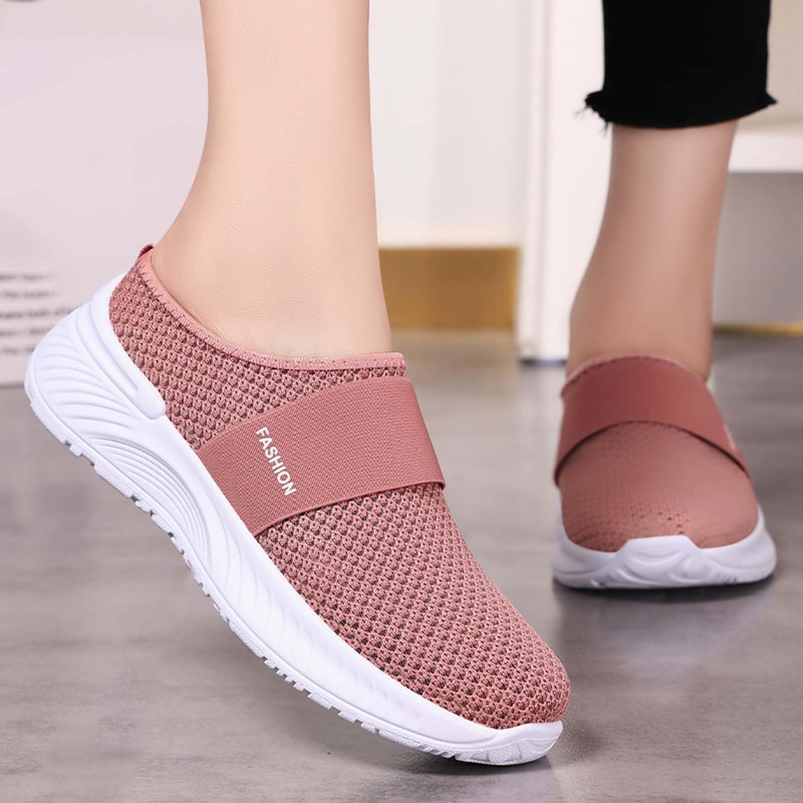 Generisch Chaussures d'été pour femme - Respirantes - Non collantes - En maille - Étrier - Demi-pantoufles - Semelle souple - Chaussures orthopédiques pour femme