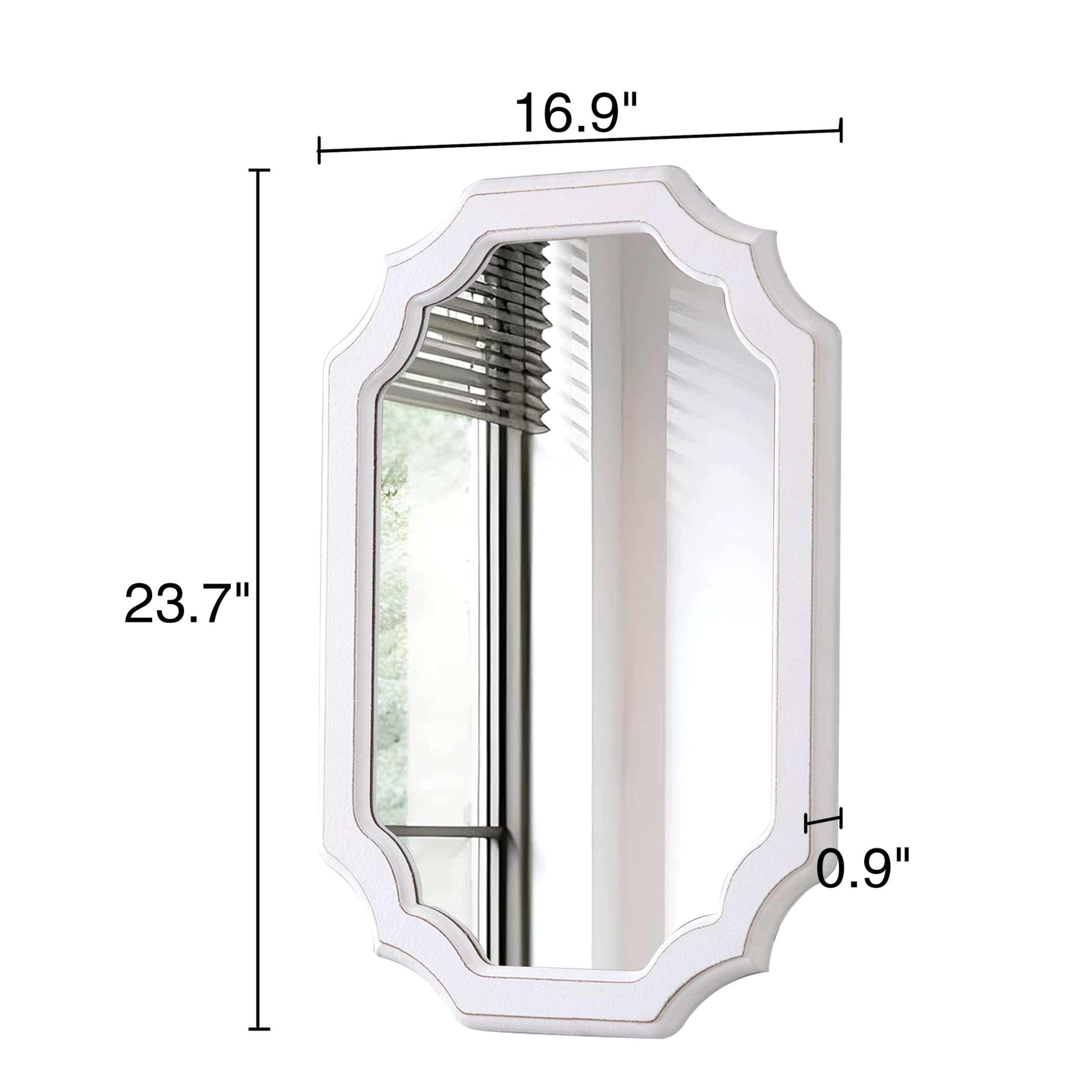 Espejos ovalados rústicos para decoración de pared de 17 x 23 pulgadas, espejo vintage blanco envejecido hecho a mano para baño, dormitorio, espejo de pared de madera decorativo de granja, 2