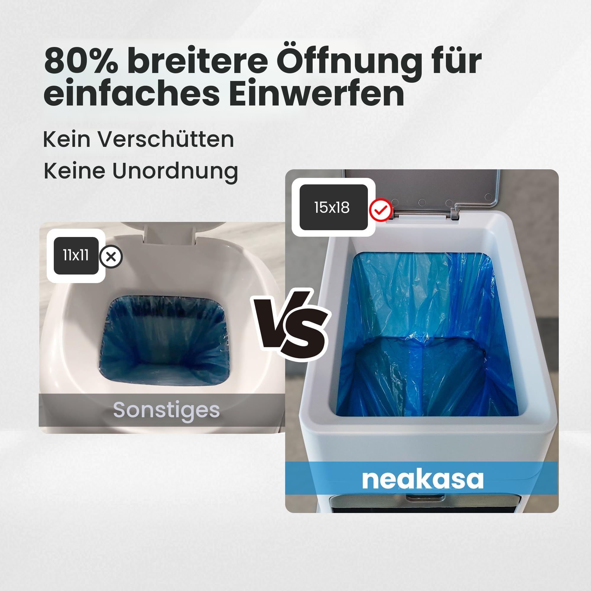 Neakasa PooGuard Katzenstreu-Entsorgungsbehälter, 9,2L Mülleimer für Katzenstreu, Hundekot und Windeln, mit Sichtfenster, breiterer Öffnung und 4-Monats-Nachfüllbeutel (Grau) | 9,2L Mülleimer, Sichtfenster, breiterer Öffnung und 4-Monats-Nachfüllbeutel