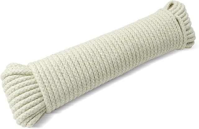 Besto Washing Line Rope Outdoor Clothes Line Laundry Line Outdoors Multipurpose Braided Cotton Soft Rope for Garden, Arts and Crafts | 4mm (30M)