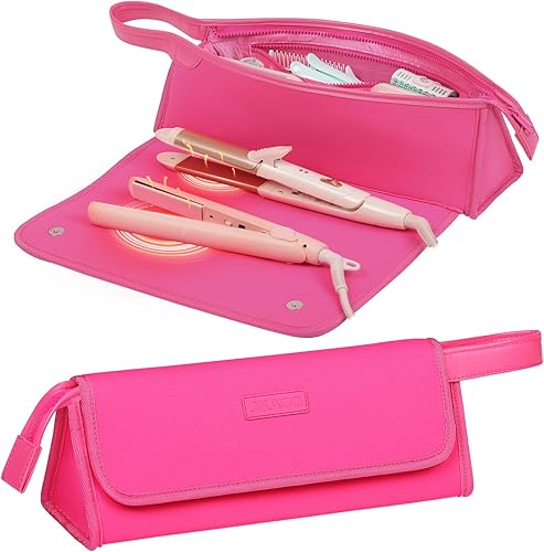 Miniatura 9 de JKAOO Bolsa de viaje para herramientas para el cabello y alfombrilla resistente al calor, organizador portátil 2 en 1, estuche de viaje para