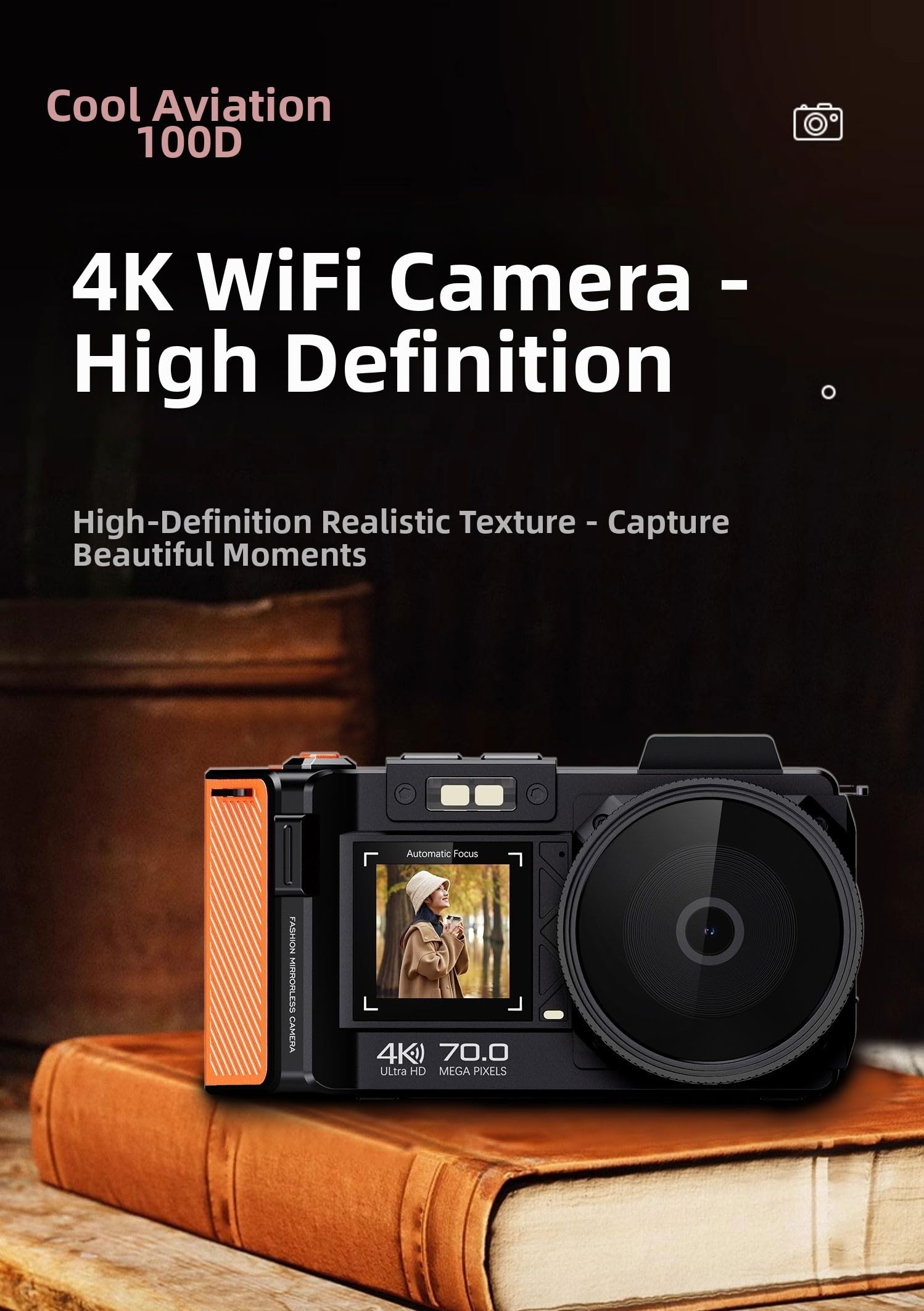 Cámara Digital sin Espejo de 96 MP, Video 4K, Zoom 50X, WiFi, Pantalla HD de 3.5 Pulgadas para Viajes, vlogging, fotografía, creación de Contenido