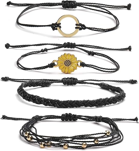 Pulseras veraniegas hechas a mano con hilo y dije de ola para adolescentes y niñas juego de pulseras playeras de hilo trenzado para surfistas,