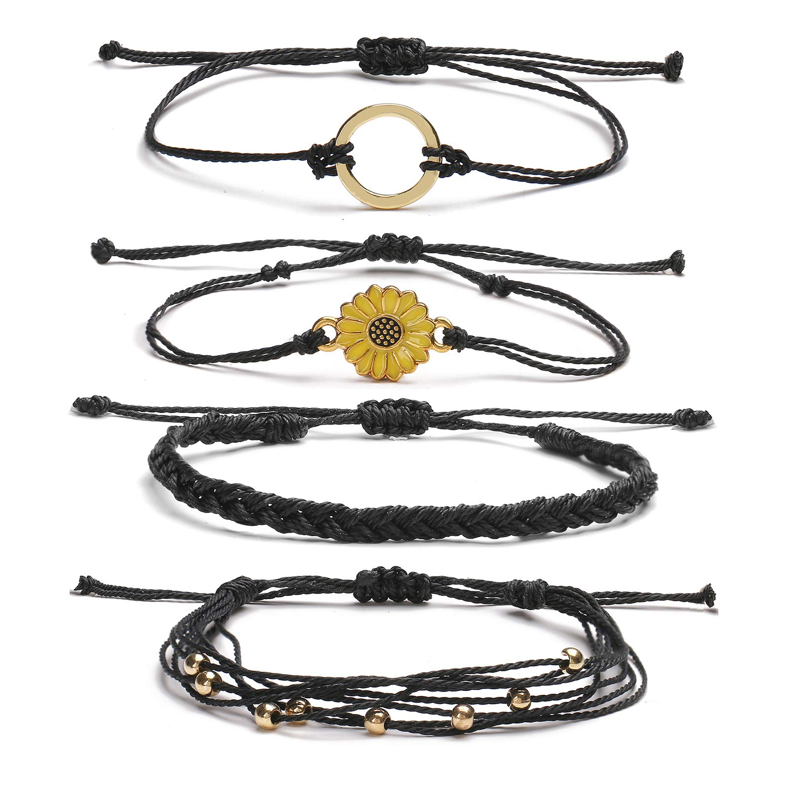 Long tiantianVsco Bracelets for Women Wave Bracelet for Surfers Braided Rope Friends Woven Adjustable Bracelets Waterproof Handmade Bracelet Sets