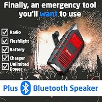 Vista 2 de Eton Odyssey - Radio de emergencia Bluetooth multialimentación con RDS, color rojo
