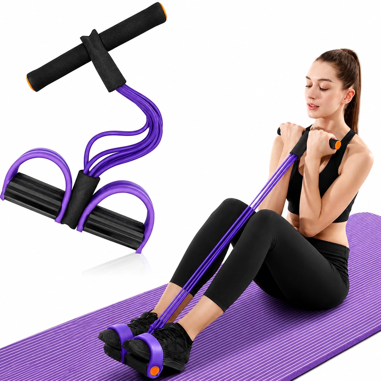 Pull Reducer Training Bands 4 Tubes Body Trimmer Pedal Exerciser Yoga Crossfit Exercise, Arm Exercise, Tummy Body Building Training Men and Women-image-47