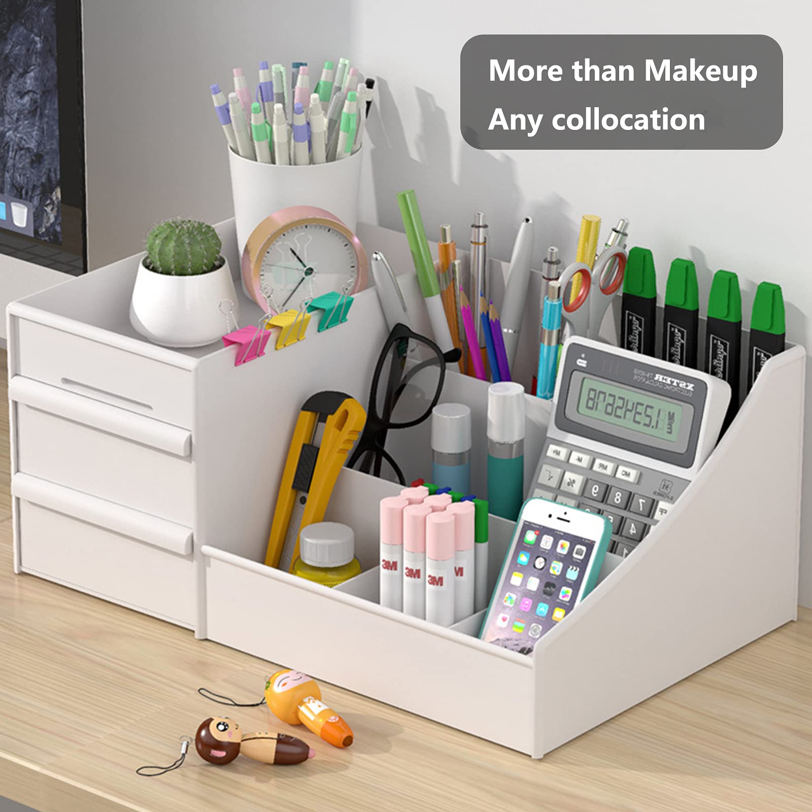 Organizer da scrivania con cassetti, per cosmetici, cosmetici, cosmetici, pennelli, lozioni, ombretti, smalti e gioielli