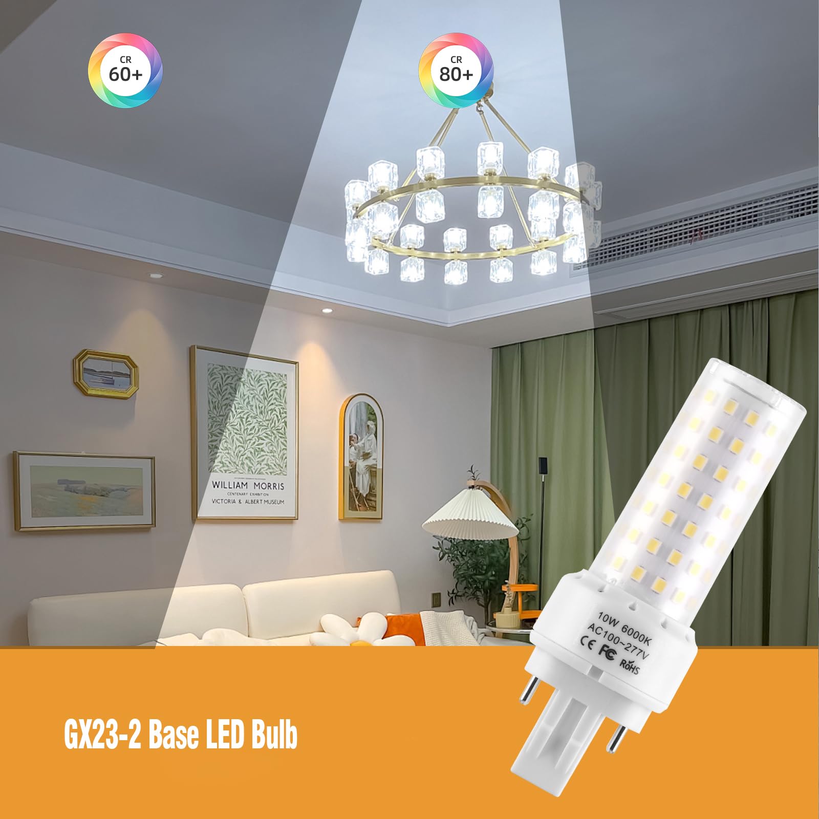 Lidesheng GX23-2 Base LED Light Bulb Plug and Play,6000K Cool