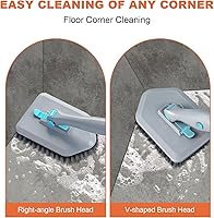 Vista 6 de Cepillo de limpieza de mango largo para ducha, cepillos de limpieza 3 en 1 con 3 cabezales de limpieza de función diferente para limpieza de ducha