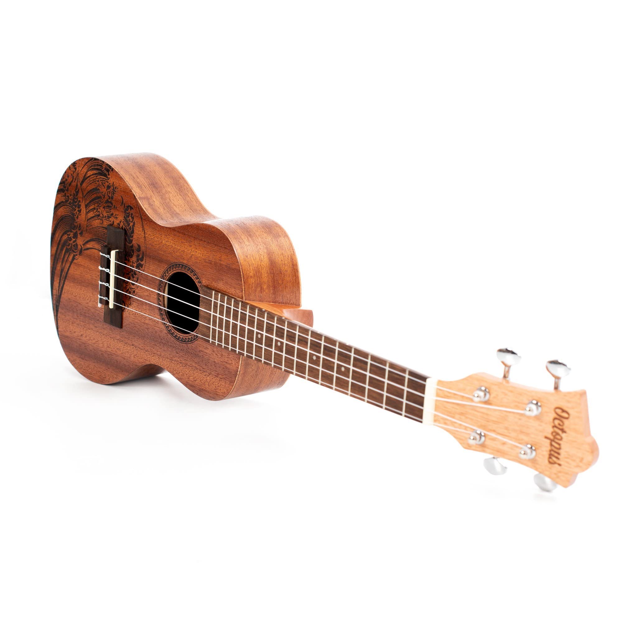 Octopus UK230CW Rosette Konzert-Ukulele Outfit - Wellenmotiv