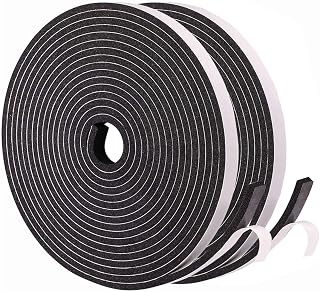 Self Adhesive Weather Peeling Foam Tape 9mm(W) x 3mm(T) Exclusively Tape for Door Window Soundproofing Weather Strip Tape Seals for Gap Seal, 2 Rolls Total 10M Long Black