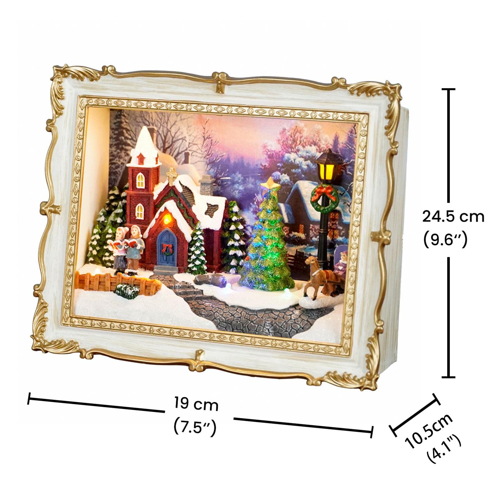 Decorazione Natalizia a Forma di Casa di Paese, Albero di Natale Rotante, Villaggio Invernale Innevato, Edifici, Statuetta in Resina, Set di Città di