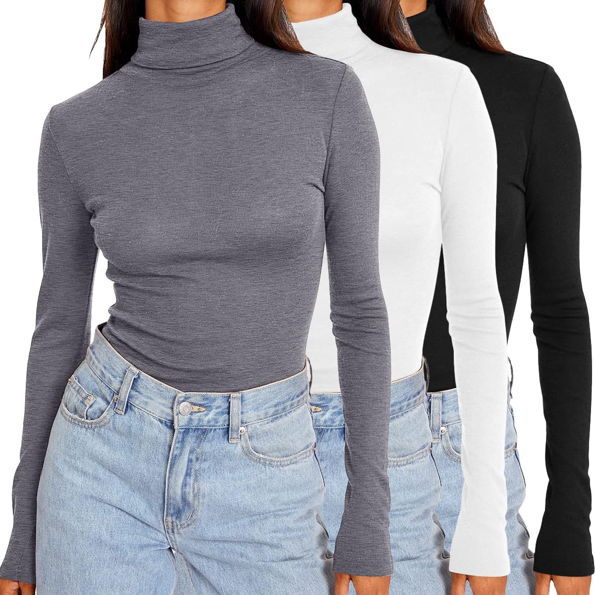 SUNBS Camiseta para Mujer | Ropa interior térmica ajustada ajustada para otoño e invierno, camisetas ajustadas básicas de moda