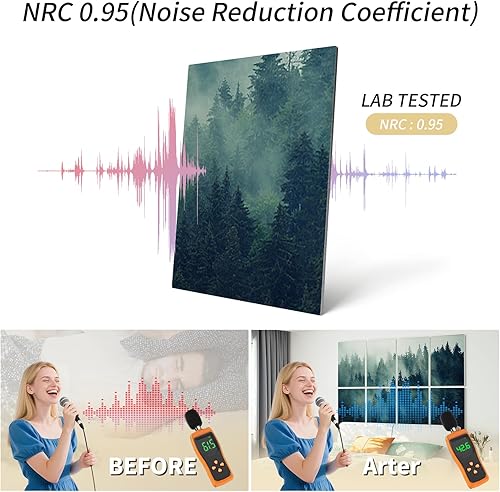 Miniatura 3 de Art3d Paneles de pared insonorizados de 48 x 32 pulgadas, paquete de 8 paneles acústicos de pared decorativos absorbentes de sonido para sala de