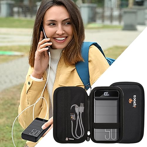 Miniatura 4 de Aproca Funda negra compatible con Morfec Power Bank de carga rápida de 50000 mAh 22.5 W, cargador portátil, bolsa de almacenamiento dura portátil