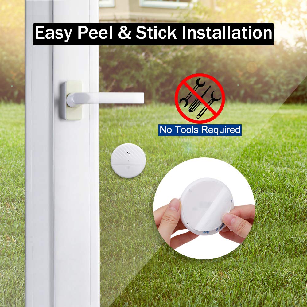 WSDCAM Sensores de alarma para ventana, 125 dB, ultra delgado, inalámbrico, detector de rotura de vidrio, alarma de vibración para ventanas y puertas del hogar, alarma de sensor de rotura de vidrio,