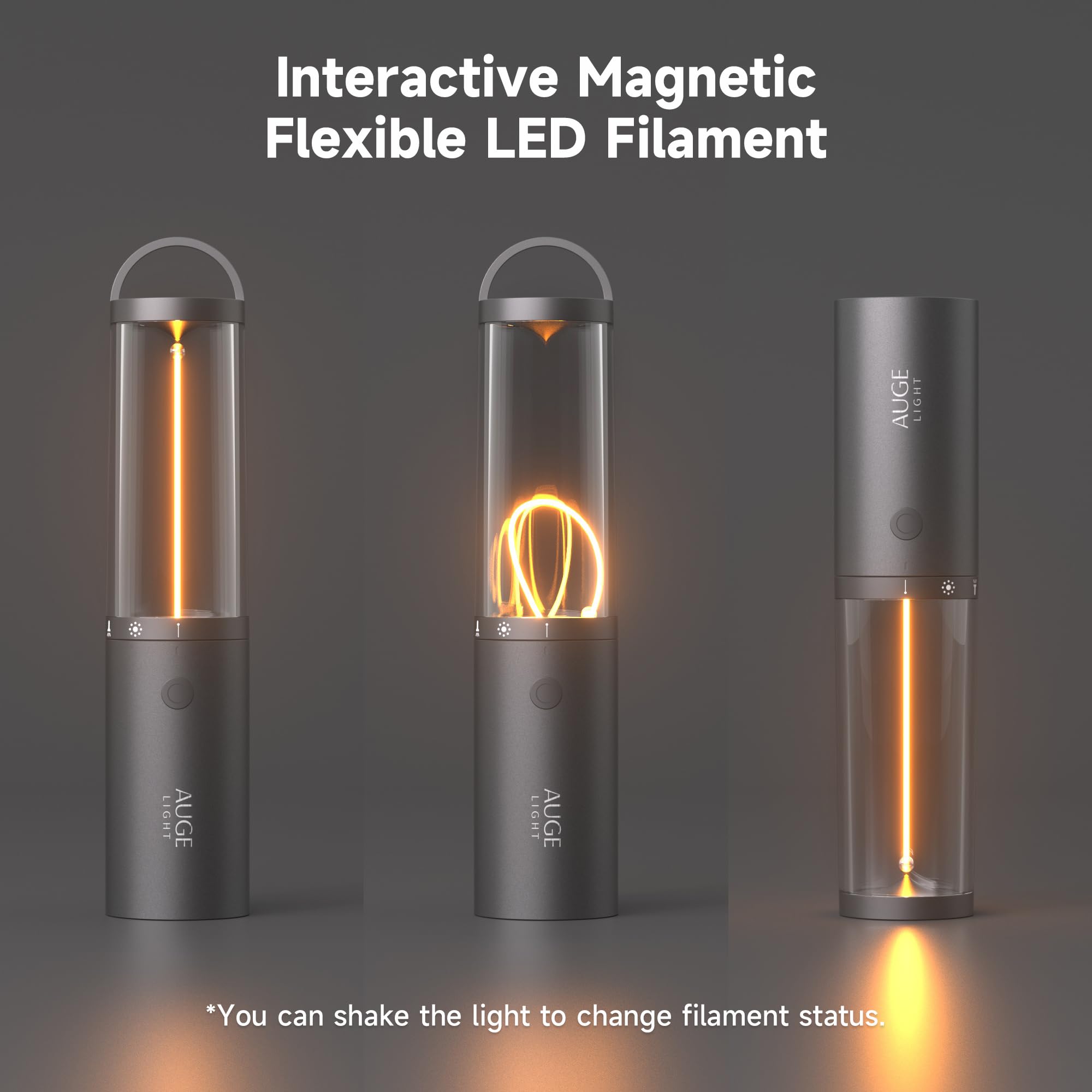 AUGE LIGHT Linterna de camping portátil 4 en 1, luces LED recargables, con gancho oculto, modo SOS, vida útil ultra larga, 35 horas, luces ambientales para tienda de campaña para artículos esenciales