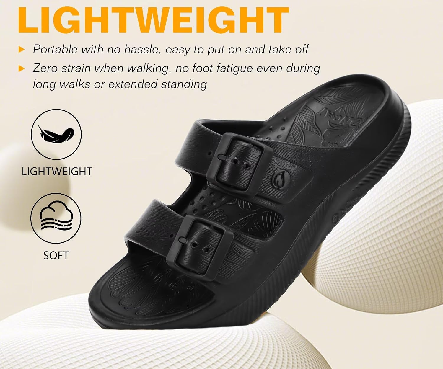 ONCAI Womens Recovery Sandals with Arch Support Plantar Fasciitis Orthotic Adjustable Buckle Open Toe Thick Cushion Outdoor Girls Sport Slides Athletic Summer Comfortable Rubber Soles Size US 6-11
