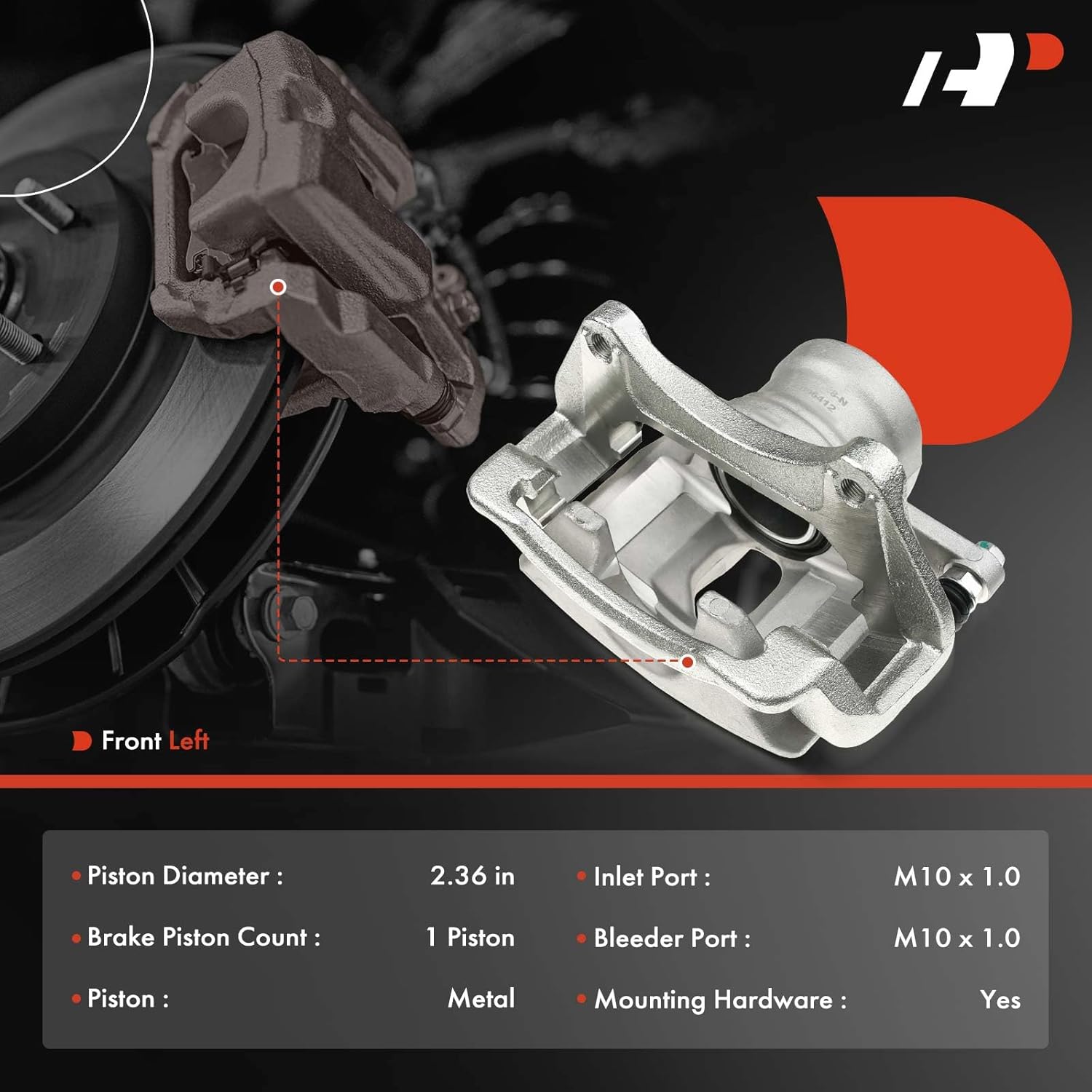 A-Premium Disc Brake Caliper Assembly with Bracket Compatible with Select Kia Models - Optima 2011-2015, L4 2.0L/L4 2.4L - Front Left Driver Side
