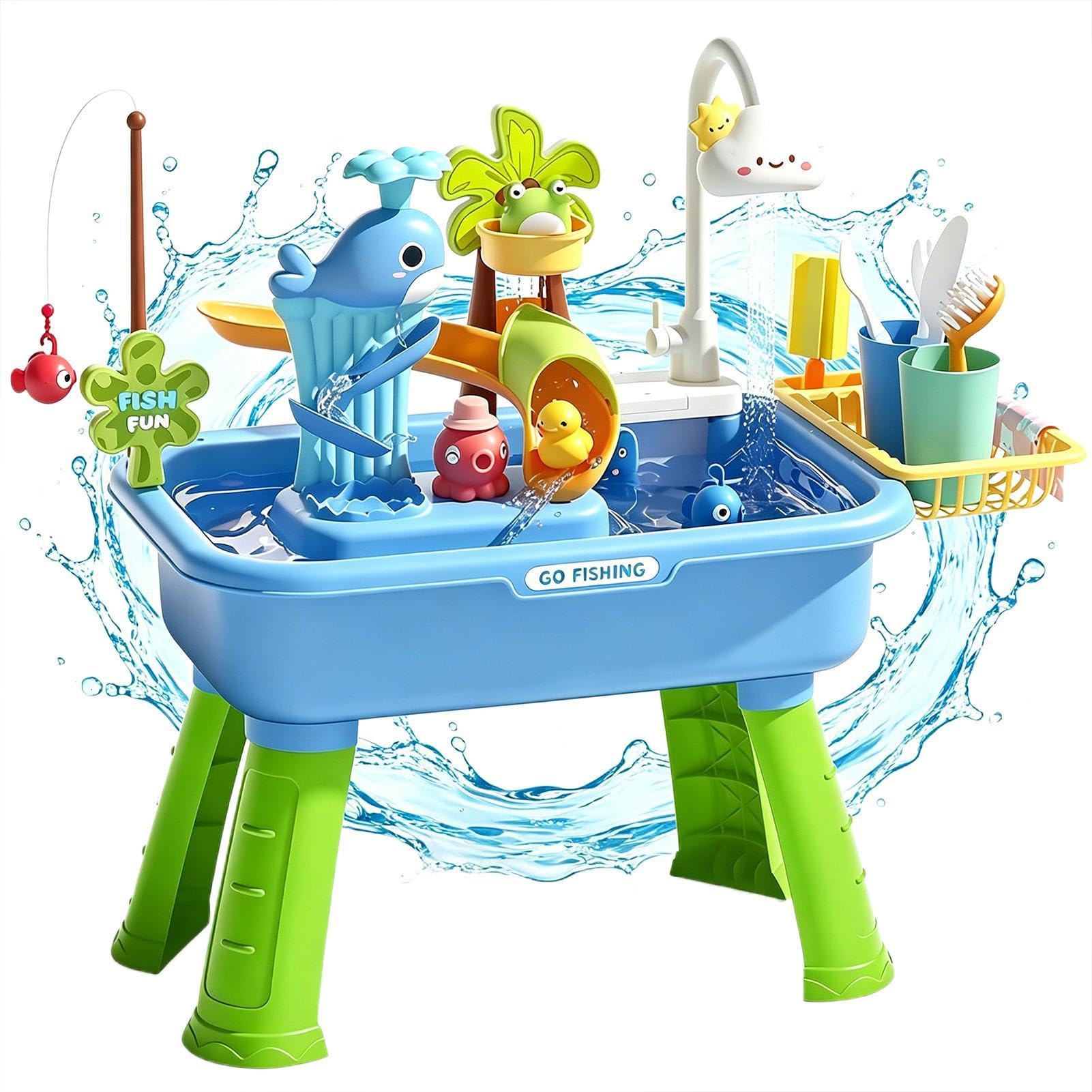 Tavolo Acqua per Bambini | con Pompa e Giocattoli sensoriali Divertenti,Tavolo Piscina Bambini E Lavello Cucina Giocattolo,per Bimbi E Bimbe Giardino Spiaggia Giochi Scuola Materna Estate
