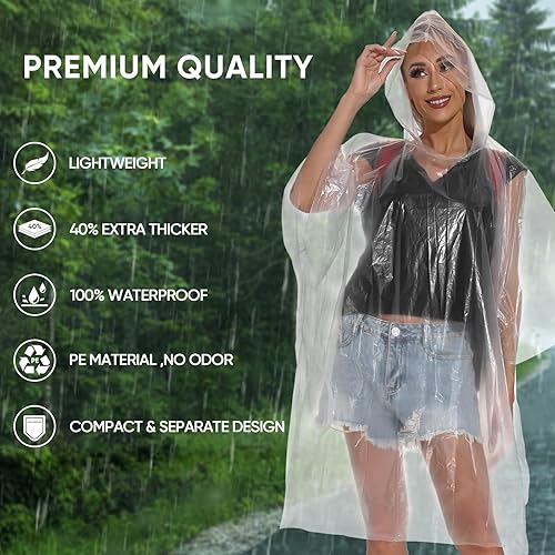 Miniatura 2 de APEXUP Ponchos de lluvia desechables para adultos, poncho de lluvia de emergencia para camping, senderismo, viajes