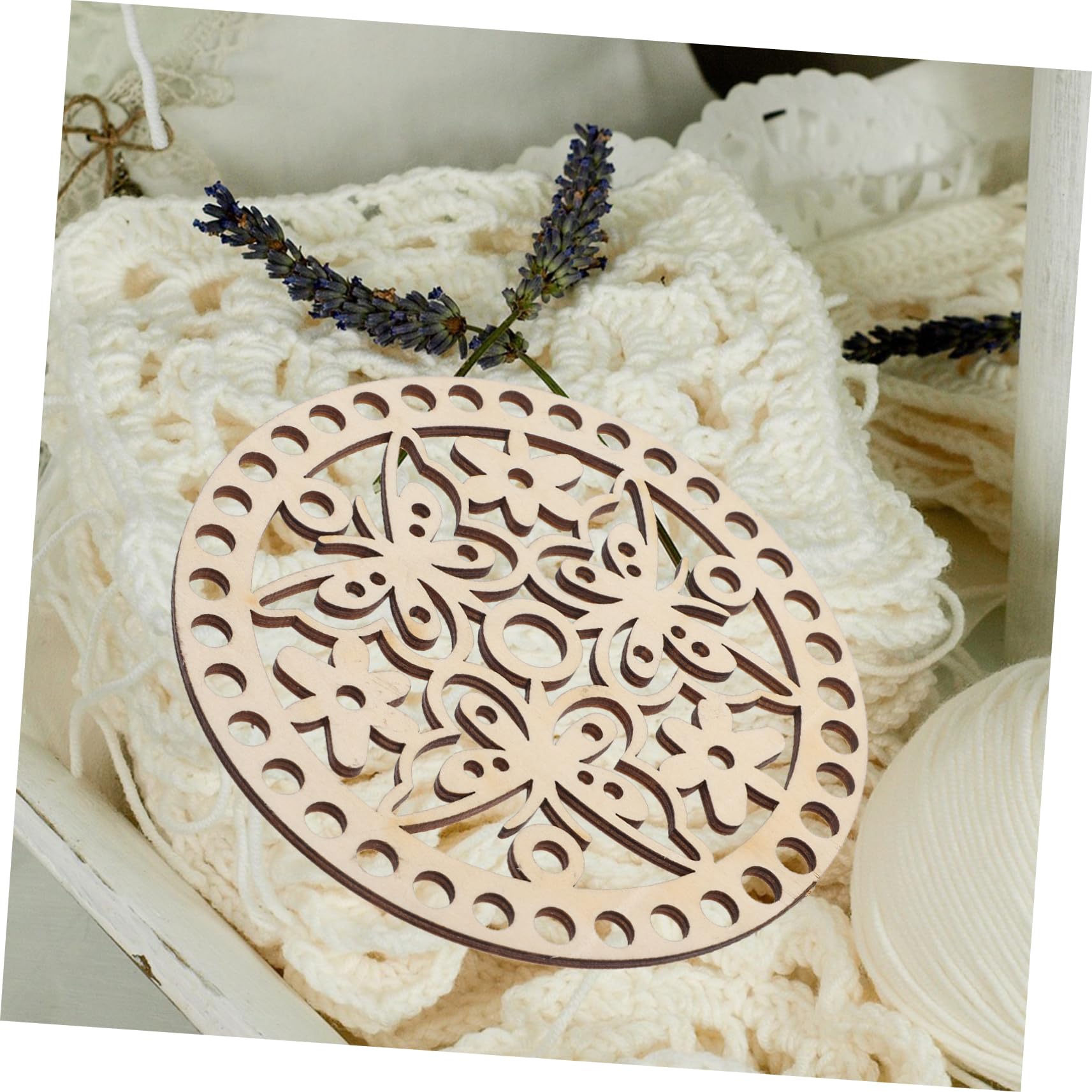 Housoutil Crochet Basket Bottom Wooden Base 2pcs Round Craft Base for DIY Bag Weaving Handbag Decor