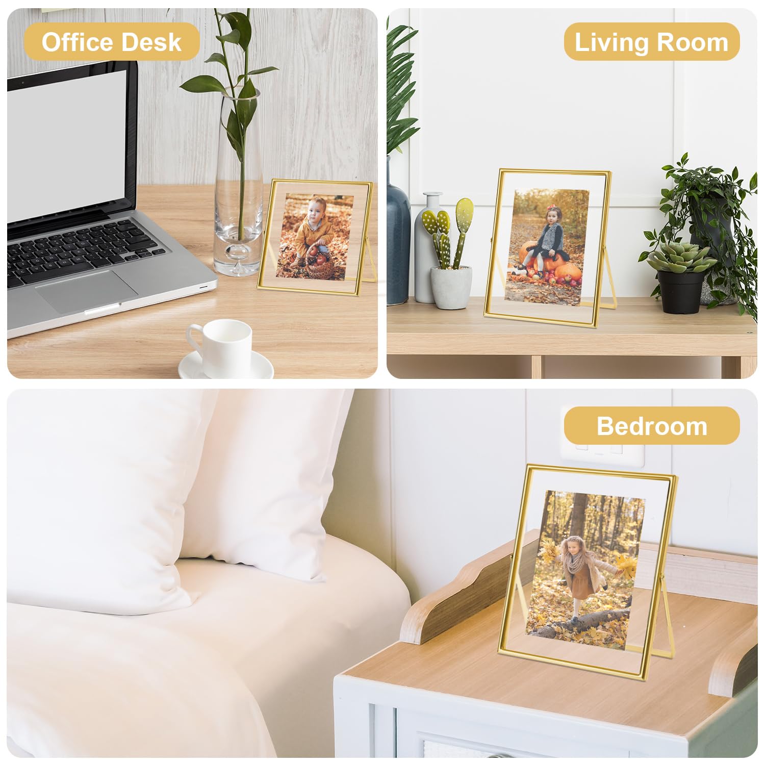 Schwebender Premium-Bilderrahmen Gold – Verstellbar Für Tisch & Regal, Ideal Als Hochzeitsgeschenk