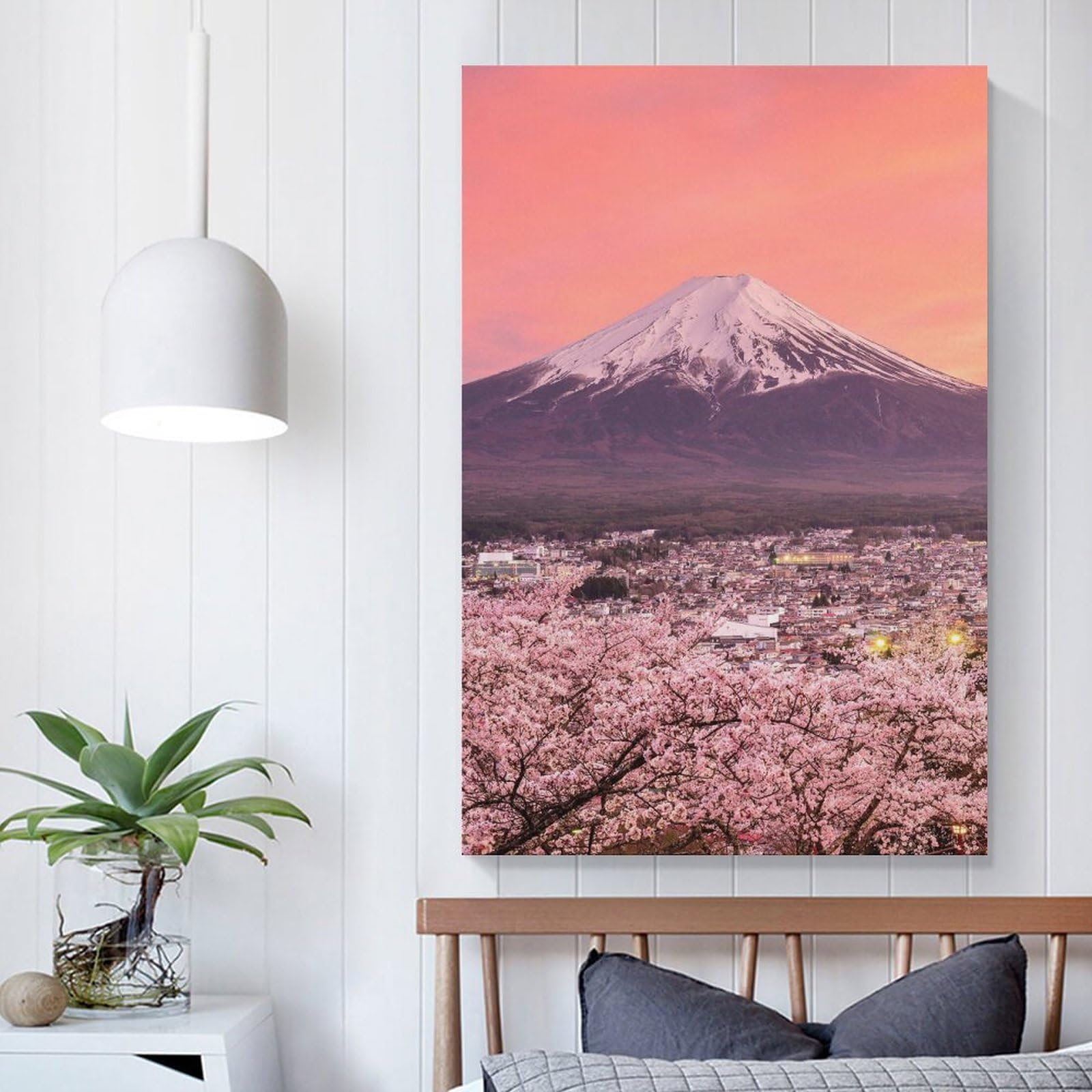 Amazon.co.jp: 絵画 ピンクの空の下の富士山インテリア 絵画 日本の