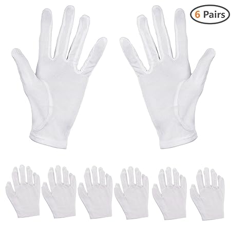 Onwon 6 Pairs Large White Cotton Gloves Hand Spa Gloves Cosmetic Moisturizing Gloves for Moisturizing, Dry Skin and Eczema