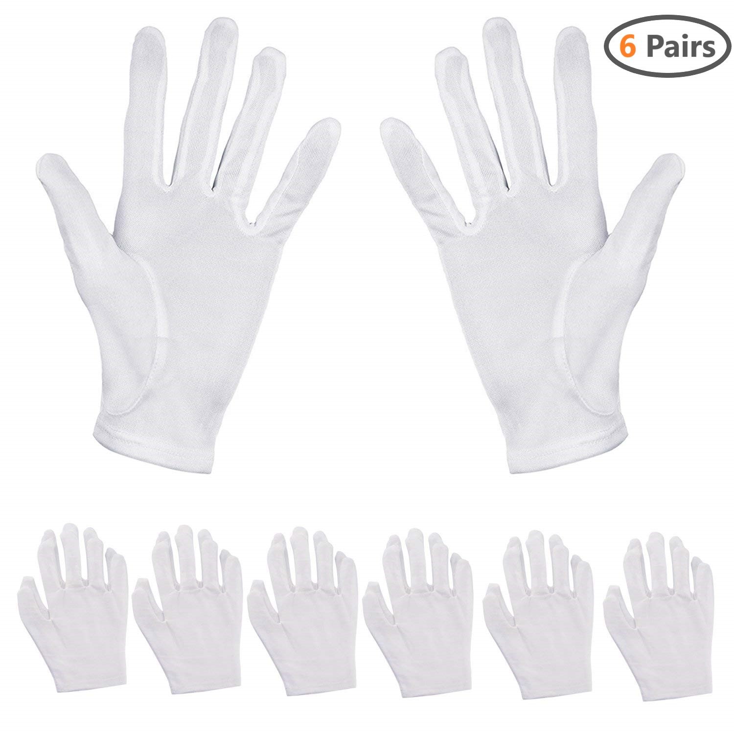 6 Pairs Large White Cotton Gloves Hand Spa Gloves Cosmetic Moisturizing Gloves for Moisturizing, Dry Skin and Eczema