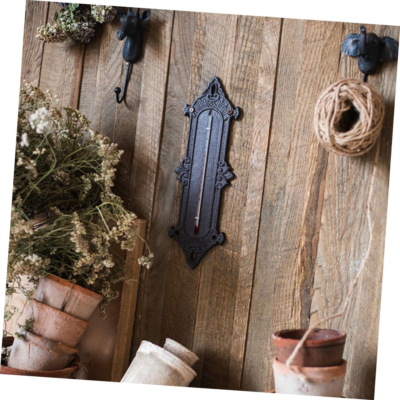 Raum und Gewächshausthermometer aus Gusseisen mit Hoher Genauigkeit Analoges Thermometer für Hausgebrauch Wand und Tischmontage Möglich
