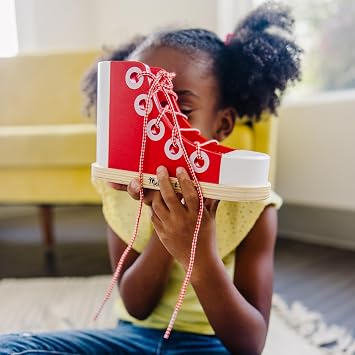 Melissa & Doug Deluxe Wood Lacing Sneaker - Learn to Tie a Shoe Educational Toy