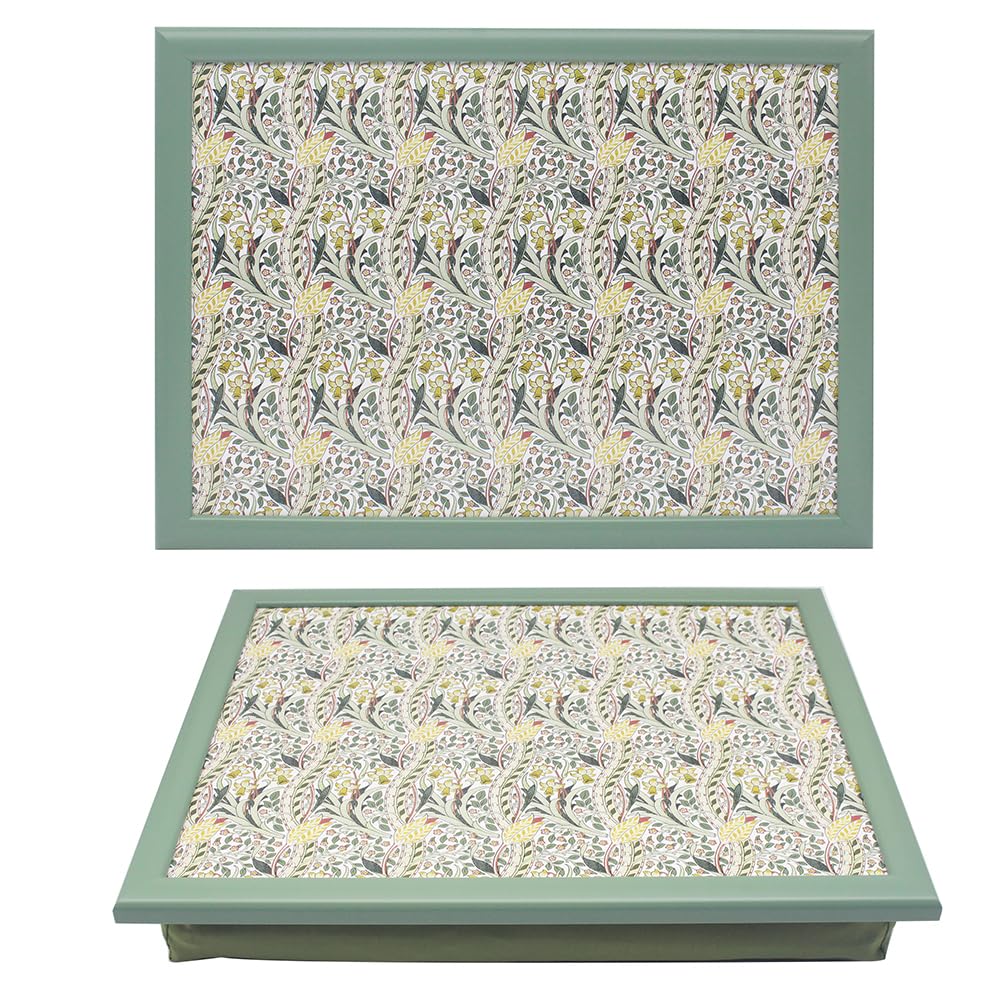 The Leonardo Collection Wm. Morris Daffodil Wood Daffodil Laptray For Food Serving & Breakfast | Comfortable Lap Trays With Bean Bag Cushion | Durable Lap Trays For Eating On Lap For Adults