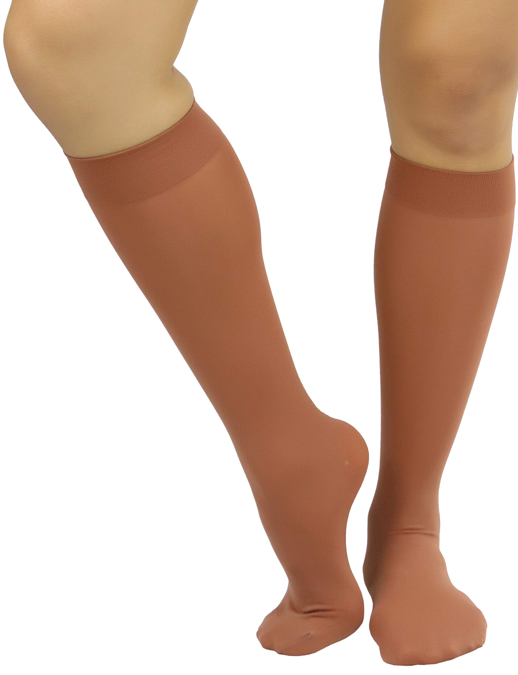 ToBeInStyle Women’s Opaque Knee High Nylon Fashion Socks Solid &amp; w/Front Satin Bow