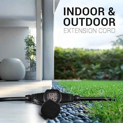 Miniatura 5 de COLSEN Cable de extensión con múltiples tomas cable SJTW de alimentación de calibre 16 resistente de 25 pies, enchufe múltiple NEMA de 15 amperios,