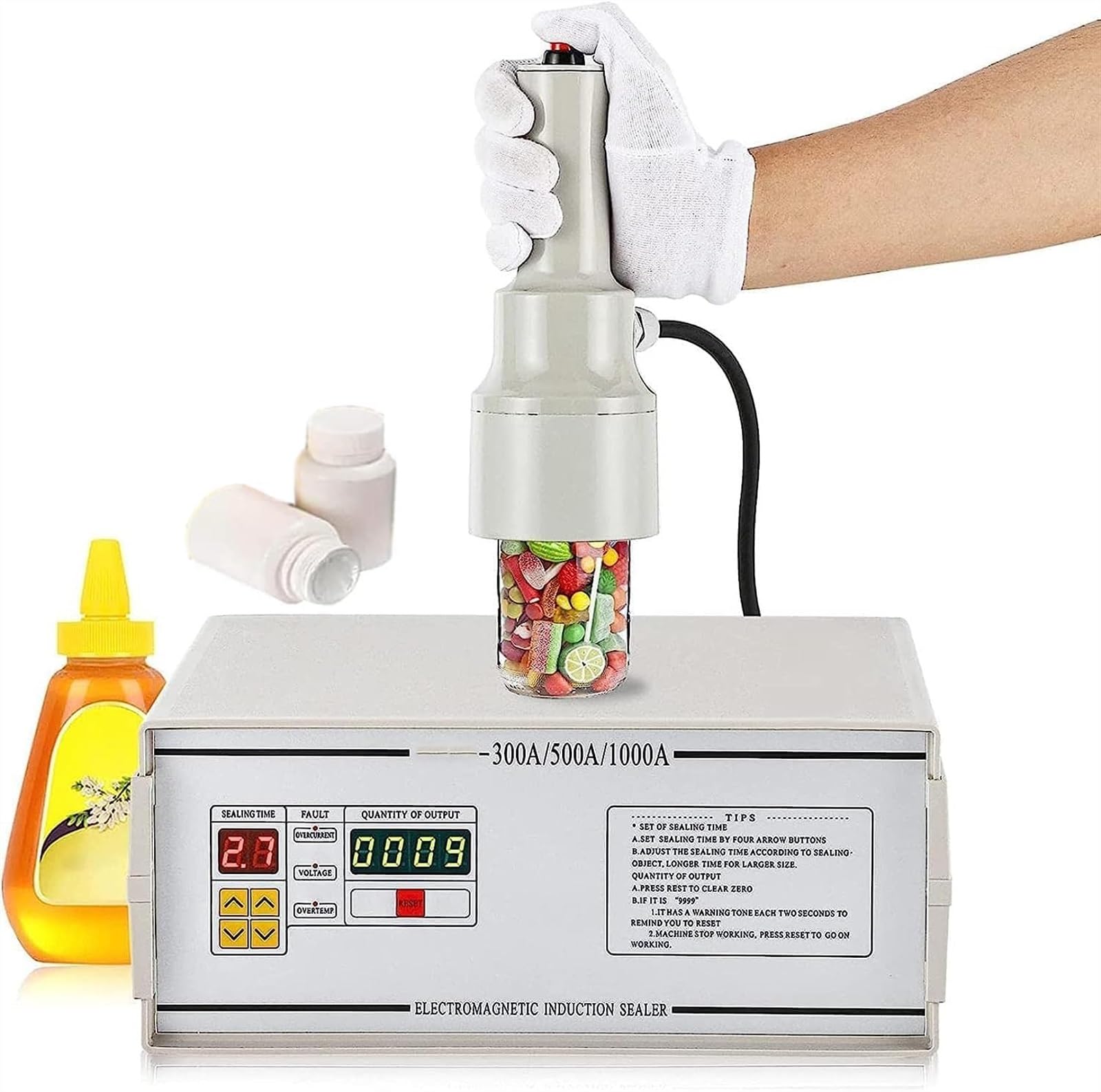 IUokLU Induction Sealer, Handheld Electromagnetic Bottle Cap Sealing Machine, 15-50Mm, Aluminum Foil Sealing, With Counting Function, Perfect For Food And Beverage Packaging-220