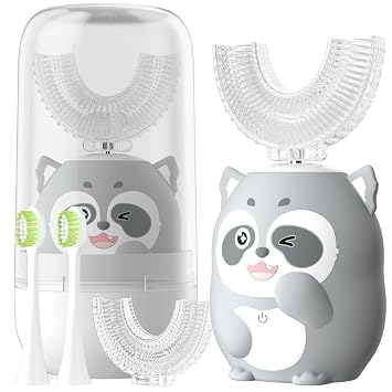 Kids Electric U Shaped Sonic Toothbrush,4 Brush Head-Age 2-7