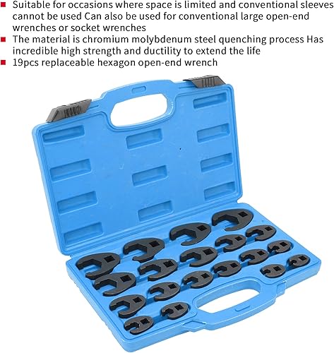 Miniatura 5 de Aramox Juego de llaves de pata de gallo de 19 piezas, juego de llaves de tuerca métricas y estándar de 0.315-1.260 in/0.3-1.3 pulgadas, juego