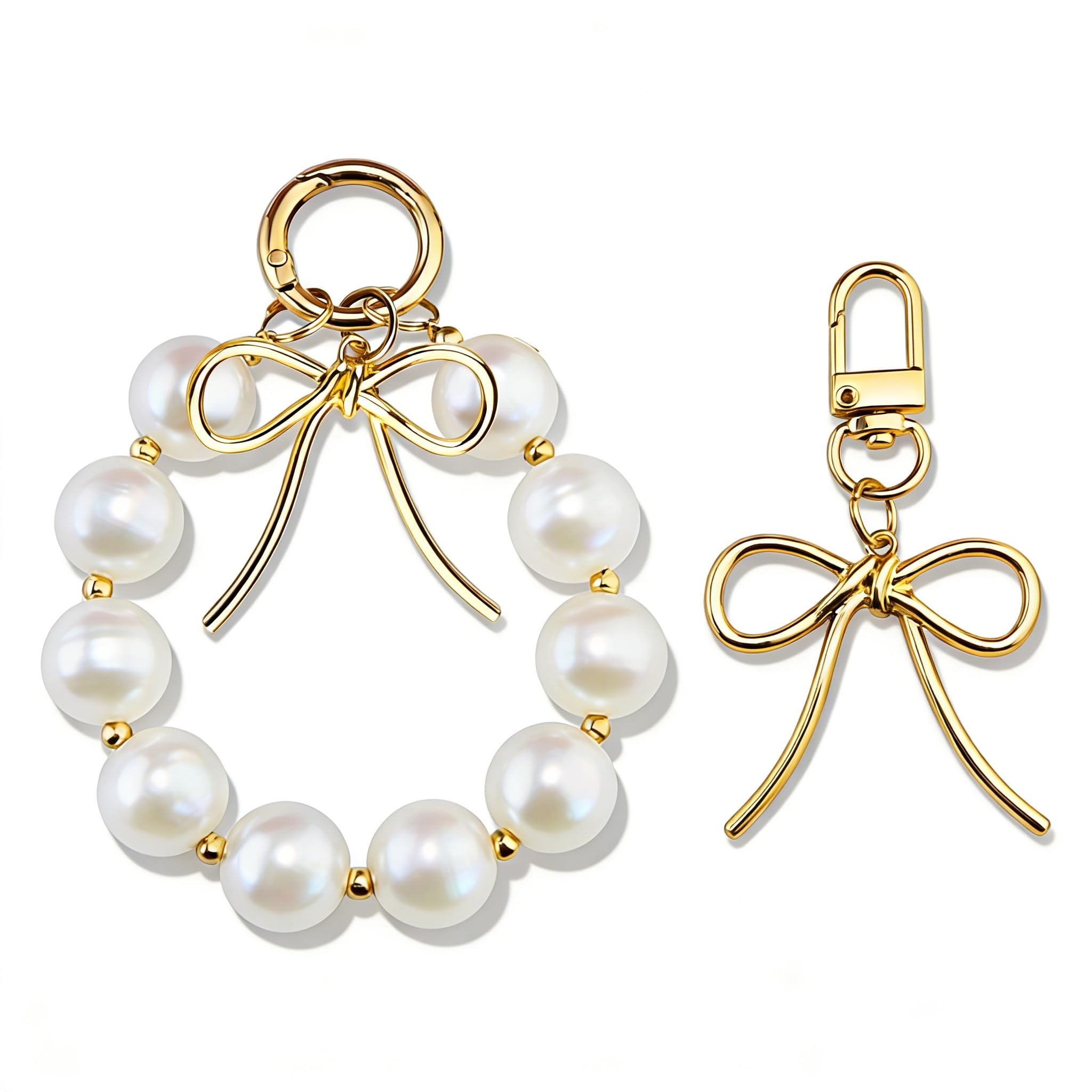 Pearl Bow Bag Charms for Handbags Cute Pearl Keychain Wristlet Purse Charms