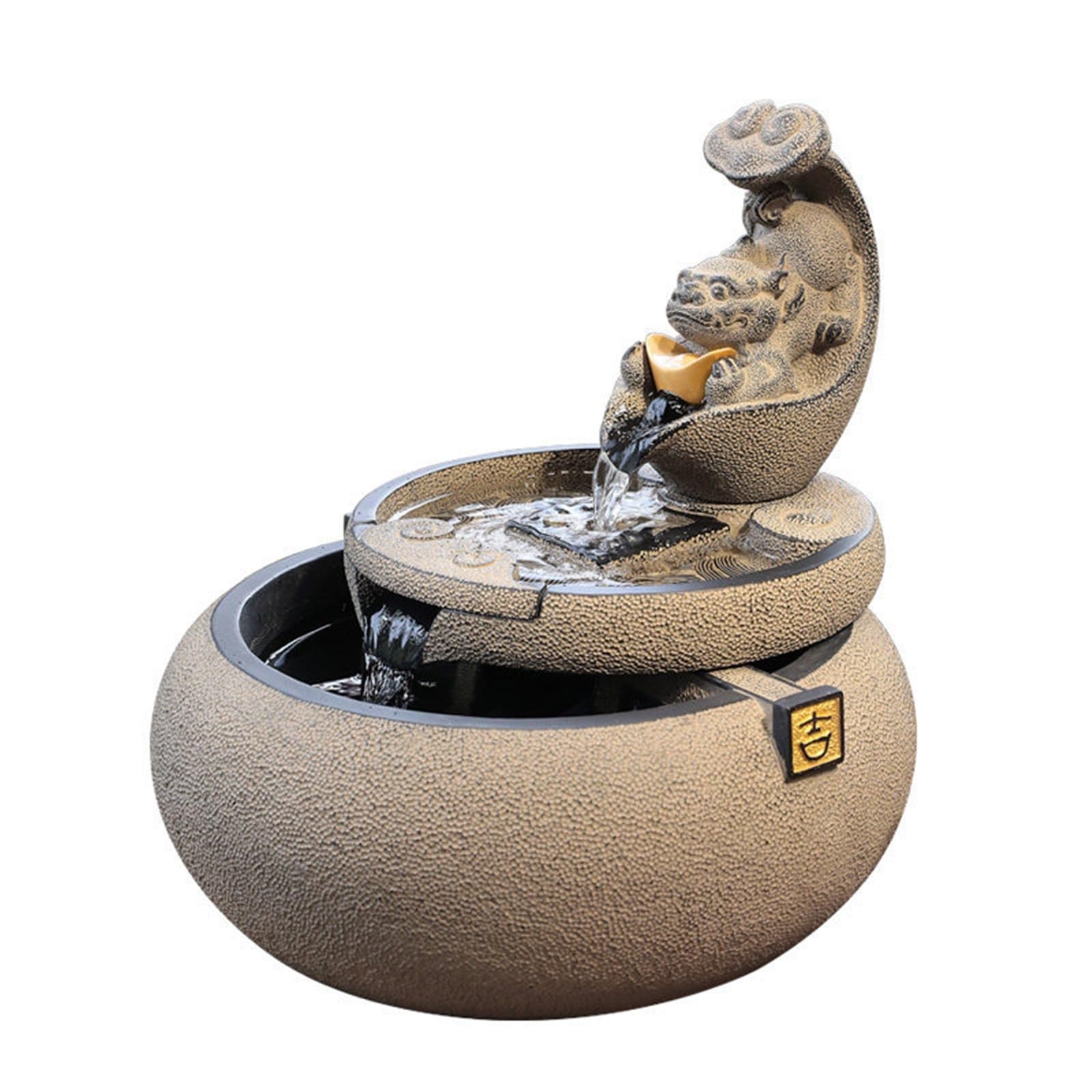 Desktop Water Fountain, Circulating Water Feature Ornament, Tabletop Fountain Decor for Living Room, Study, Tea Room, Indoor Water Flow