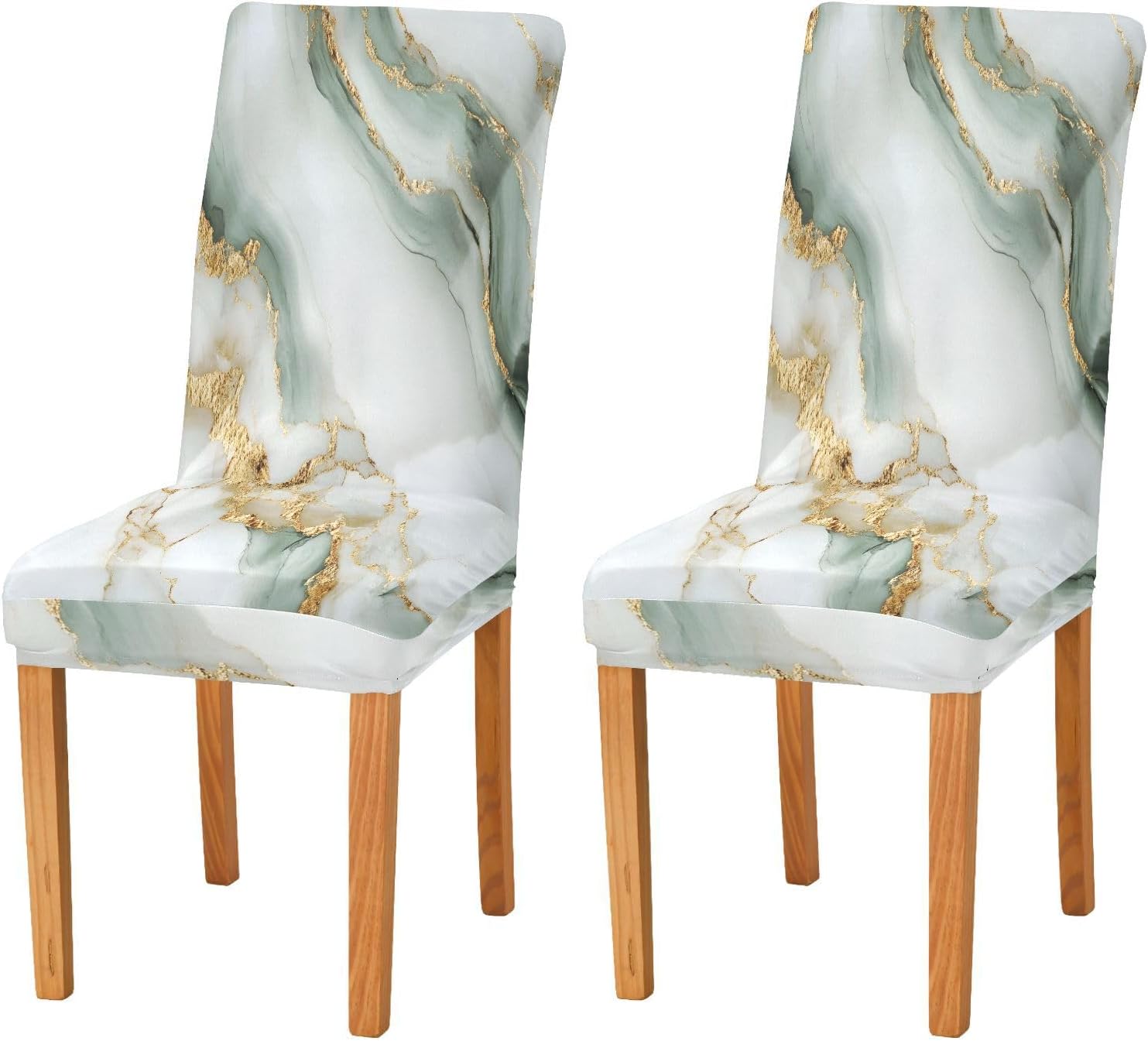 ALAZA Chair Covers for Dining Room, White Marble Stretch Chair Cover Sets Chair Protector Removable Washable for Ktichen Restaurant Hotel