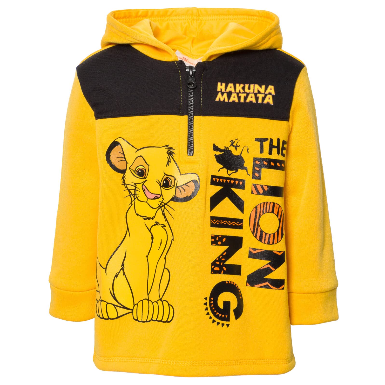 Disney The Lion King Simba Pumbaa Fleece Half Zip Hoodie Toddler to Big Kid, Orange, 3T