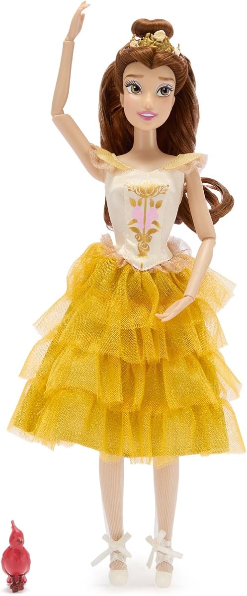 Muñeca de ballet princesa oficial de Disney Store - Muñeca Belle Ballerina de 11 pulgadas - Incluye pinzas para el cabello moldeadas, 2 trajes de tutú, accesorios y figura de Robin - Juguetes de princesas Disney para niñas