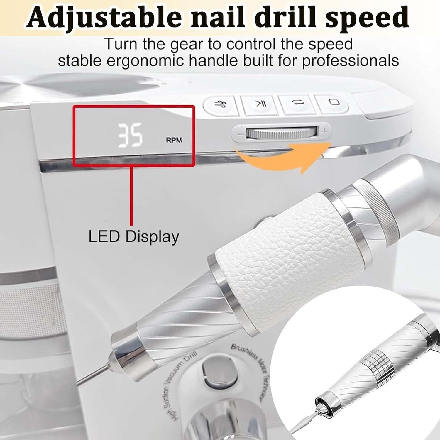 ÉLectrique Ponceuse Ongles Professionnelle Aspirateur,Polissage Ongles