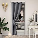 HOMEIDEAS Grey Doorway Curtains Privacy, Grommet Closet Curtain for Bedroom, 80 Inches Length Solid Blackout Door Cover Curtains, Tie Back Insulated Window Curtain Drape, 1 Panel