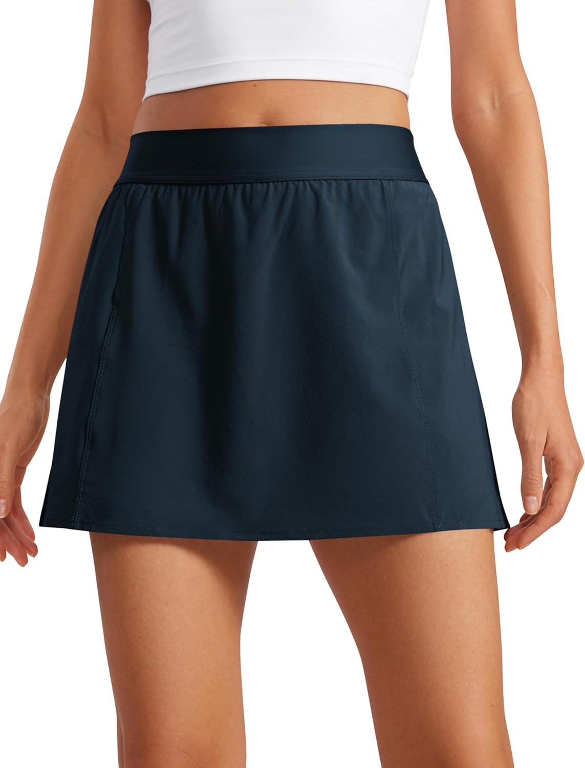 CRZ YOGA A Line Golf Skirts for Women High Waisted Casual Tennis Pickleball Athletic Skorts with Shorts Pockets
