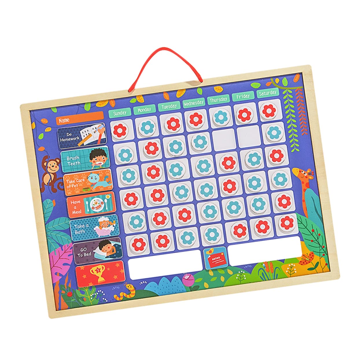 Tabla de Recompensas de Comportamiento Infantil Reutilizable de Madera