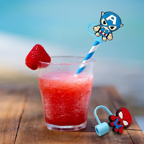 Miniatura 9 de 12 fundas de popote para vasos, bonito adorno de popote de dibujos animados, fundas de silicona para pajitas (12 unidades, anime de 0.315 in, 91)