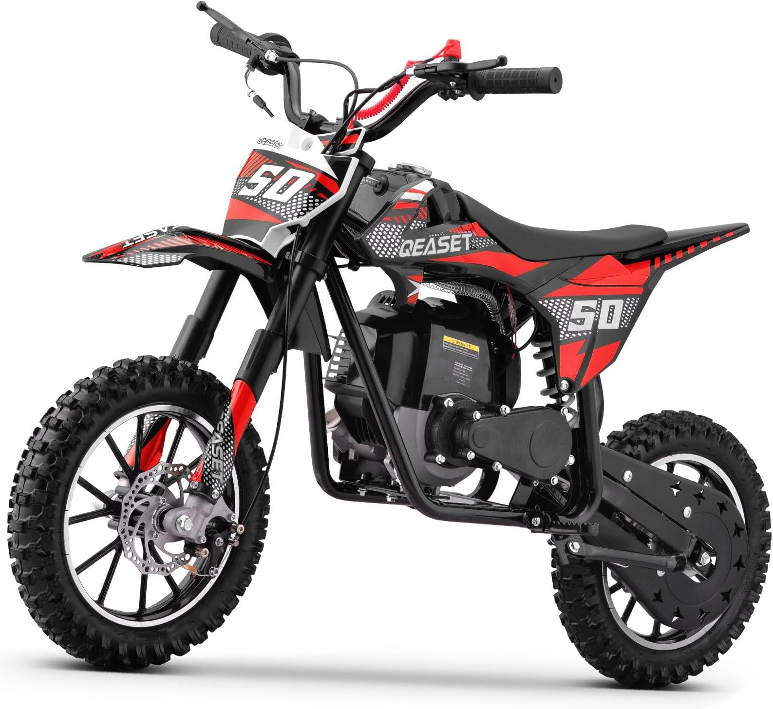 SUNDERWELL 40cc Mini Dirt Bike, 4-Stroke Gas Bike with Front Fork, Shock Absorber and Soft Seat Cushion, Max Load 165Lbs, Pull Start Cooperate Disc Brakes and Up to 19mph (Red)