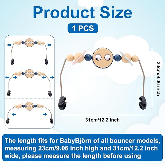 Adjustable Bouncer Toy Bar for BabyBjorn, Interactive Googly Eyes Toy for Bouncer Baby Car Seat Accessories, Easy to Install & Disassemble
